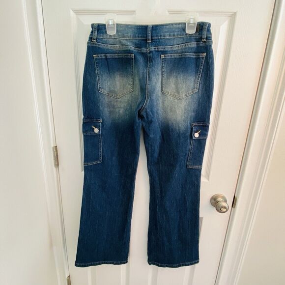 Flamingo Jeans 90s Womens Large Cargo Large Sailor Denim Flap Pocket 30 X 30 - Picture 3 of 8